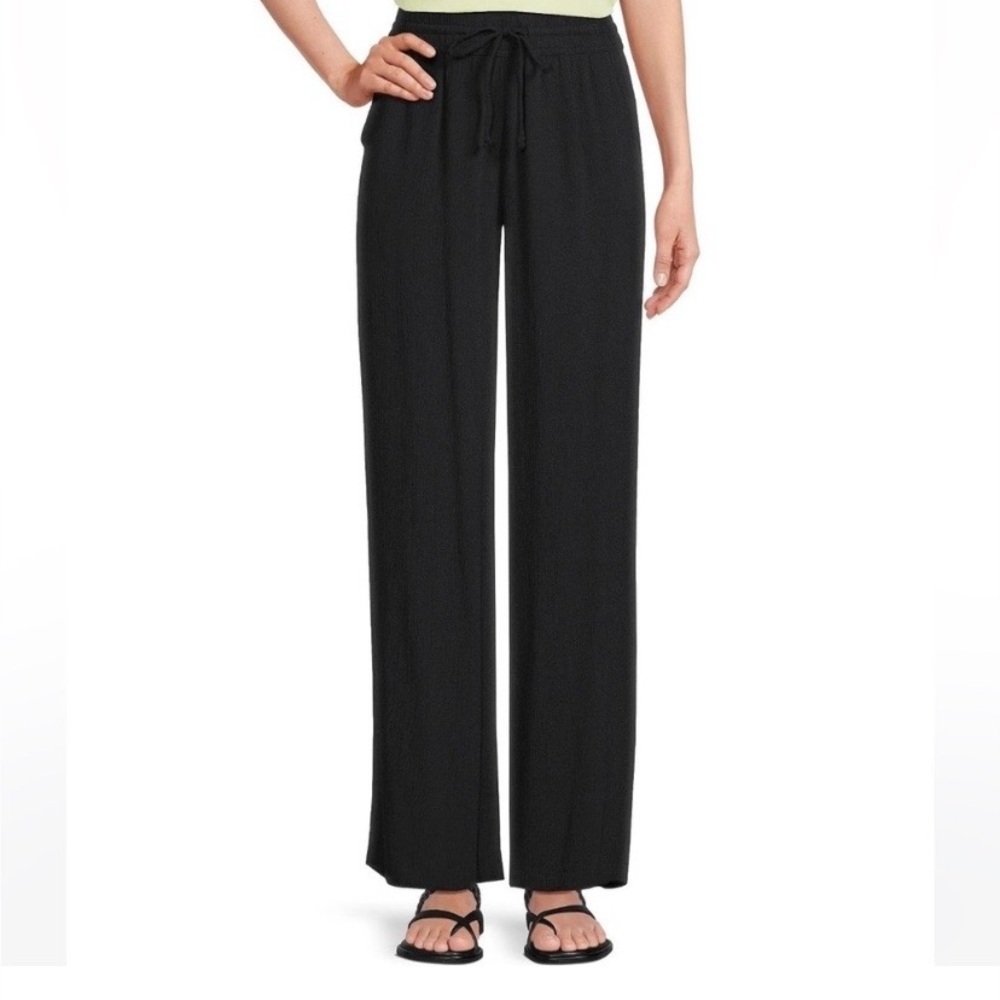 NWT Prana Fernie Beach Pant Black Small Flowy Wide Leg Tencel Elastic Waistband